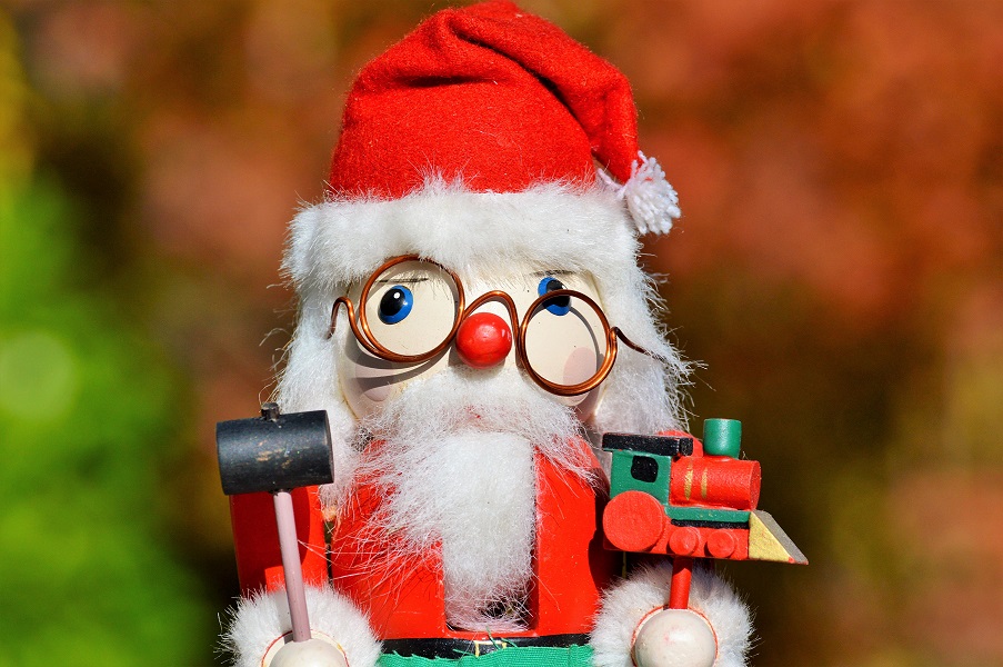 a close up of a toy santa