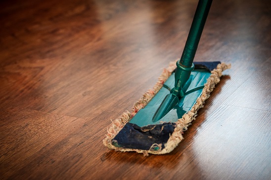mopping of a wooden floor